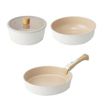 키친아리수 시그니처 멀티핸들 5종 세트, 베이지, 냄비 20cm + 궁중팬 22cm + 후라이팬 26cm + 유리뚜껑 20cm + 멀티핸들