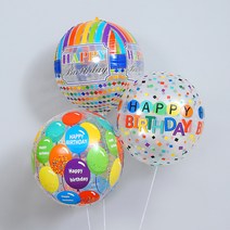 투명 인쇄 풍선 3종 세트, 1세트, 컨페티, 풍선가득, 레인보우