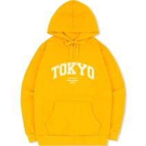 언탭트 남성용 빅사이즈 TOKYO 스쿨 빅로고 기모 후드 티셔츠