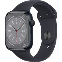 Apple 애플워치 8, 45mm, GPS, 알루미늄, 미드나이트 / 미드나이트 스포츠밴드