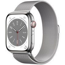 Apple 애플워치 8, 45mm, GPS+Cellular, 스테인리스, 실버 / 실버 밀레니즈 루프, 실버(케이스) + 실버(루프)