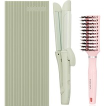 프로 살롱 2 in 1 고데기 + 벤트앤돈모 헤어 브러쉬 세트, VCS22SMG + VA20BDPK, 멜란지그린(고데기)
