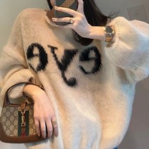 페이퍼먼츠 여성용 아이즈 레터링 오버핏 니트 스웨터 02807