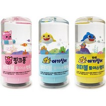 핑크퐁 아기상어 워터볼 토이스탬프 3종 칭찬 만년 도장 No.4, 1세트, 분홍색, 파란색