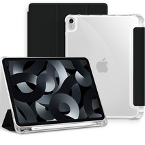 케이안 애플펜슬 수납 투명 태블릿PC 커버 매트 아이코어 케이스, 시크블랙