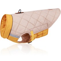 파스텔펫 반려동물 배색 패딩 조끼 하네스, 베이지