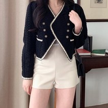 시크블랙 여성용 샤이센 레더 미니 숏 팬츠 cppt10736k29