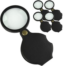에이팀 휴대용 포켓 돋보기 5p + 가죽케이스 7cm 세트, 혼합색상, 1세트