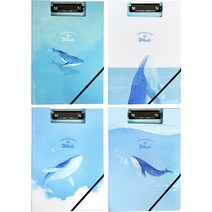 핑크풋 4500 고래 클립 밴드 파일 4종 세트 A4, 1세트, 블루(A, B, C, D)