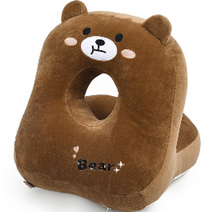 로이윙 자수 양면 다용도 책상 쿠션 베개, 브라운