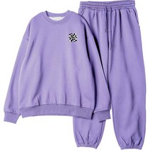 몬티몬 남성용 CHECKER BOARD 프린팅 오버핏 기모 맨투맨 + 조거팬츠 세트