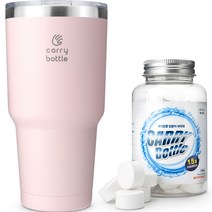캐리보틀 몬스터 텀블러 900ml + 텀블러 발포 세척제 5g x 30p 세트, 핑크(텀블러)