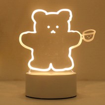 쿼르디 LED 아크릴 3D 무드등 USB형, 컵 베어