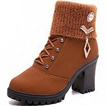 명양피프 여성용 마틴 힐 니트형 앵클 부츠 8cm