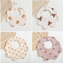 럭셔리베이비 6중 요루거즈 턱받이 4종 세트, B세트(타이거, 베어, 하트, 무지개), 1세트