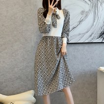 페이퍼먼츠 스카프넥 플라워체크 플레어 원피스 03174