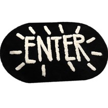 마이데일리 타원형 심플 레터링 욕실 현관 발매트, 블랙