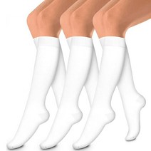 몬스터 스포츠 압박 양말 3족 세트, 화이트, 화이트, 화이트