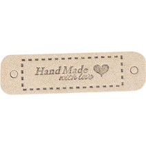 하트 포인트 영문 핸드메이드 레터링 DIY 만들기 가죽 라벨 35g, 베이지, 50개