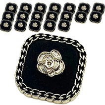 로즈 벨벳 체인 엣지 스퀘어 DIY 의류 액세서리 부자재 콩단추 25mm, 20개, 블랙