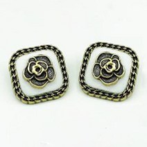 로즈 벨벳 체인 엣지 스퀘어 DIY 의류 액세서리 부자재 콩단추 18mm, 20개, 브론즈 + 화이트