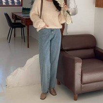 린다샵 여성용 큐카드 세미와이드 빈티지 포컬러 기본 기모 청바지 cppt11261k2c