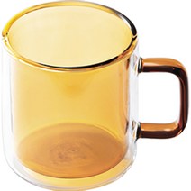칼딘 홈카페 이중 내열 유리컵 더블월 컬러풀 머그 컵 400ml, 엠버, 1개