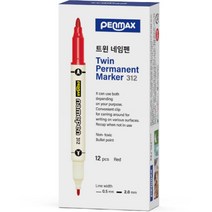 펜맥스 트윈네임펜 12p, 적색, 1개