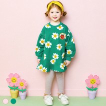 헤이미니 여아용 스마일 플라워 롱티 + 레깅스 상하복 세트