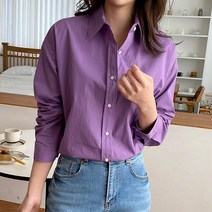 슈가펀 여성용 파인즈 루즈핏 카라 셔츠 남방