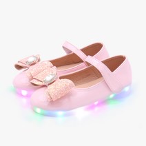 키펀트 여아용 샤이닝 리본 LED 구두 K-67