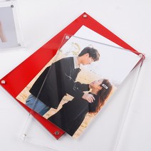 리앤베르 투명 아크릴 컬러 인테리어 사진 테이블 미니액자, 레드