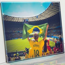 인테리어 유리 장식 A1 축구에 열광하는 사람들, 투명