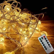 LED 앵두전구 캠핑 알전구 스트링라이트 줄조명 80구 10m USB + 리모컨 세트, 버블 화이트