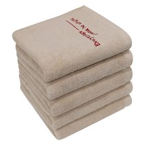 소프트터치 30수 면 레터링 자수 호텔수건 150g, 베이지, 5개