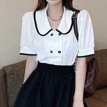 두봄 여성용 슬림핏 더블 카라넥 셔츠