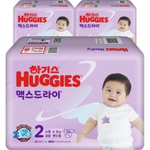 하기스 NEW 맥스드라이 밴드형 남여공용 소형 2단계(4~8kg), 174매