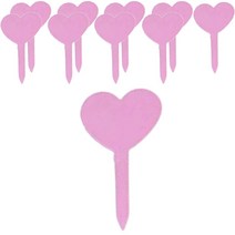 12라운드 하트 화분 팻말 꽂이 10p, 핑크