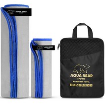 아쿠아베어 스포츠 대형 + 페이스 타올 + 파우치 세트, 그레이 블루, 1세트