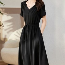 페이퍼먼츠 숄더 셔링 단추 브이넥 여름 원피스 05698