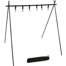 캠프빌리지 감성캠핑 접이식 인디언행어 대형 + 보관 가방 세트, 블랙, 1단