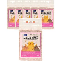 테비토퍼 고양이 두부두부 프렌즈 벤토나이트형 모래, 2.5kg, 6개, 복숭아
