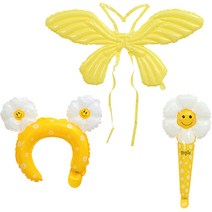 피앤비유니티 나비날개 손풍선 헤어밴드 3종 세트, 마카롱옐로우, 1세트