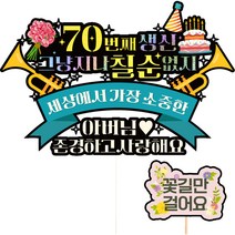 비비드레인 칠순 케이크토퍼 608 지나칠순없지 + 픽 세트, 아버님, 1세트