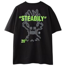 고스트리퍼블릭 네온 픽셀 아트워크 오버핏 반팔티셔츠 GT-3171