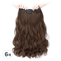 뿌이뿌이가발 붙임머리 부분 웨이브 피스가발 50cm, 밀크브라운, 6개