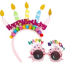 [오늘생일] 미미셀렉 생일 파티 안경 머리띠 세트, 핑크, 1세트