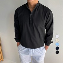 머시따 남성용 헨리넥 댄디 긴팔 셔츠