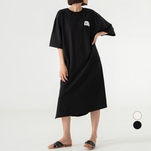 ELLE PARIS 데일리 그래픽 면 반팔 원피스