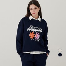 Elle Girl 오버핏 그래픽 특양면 맨투맨 PLAY GROUND 네이비 L